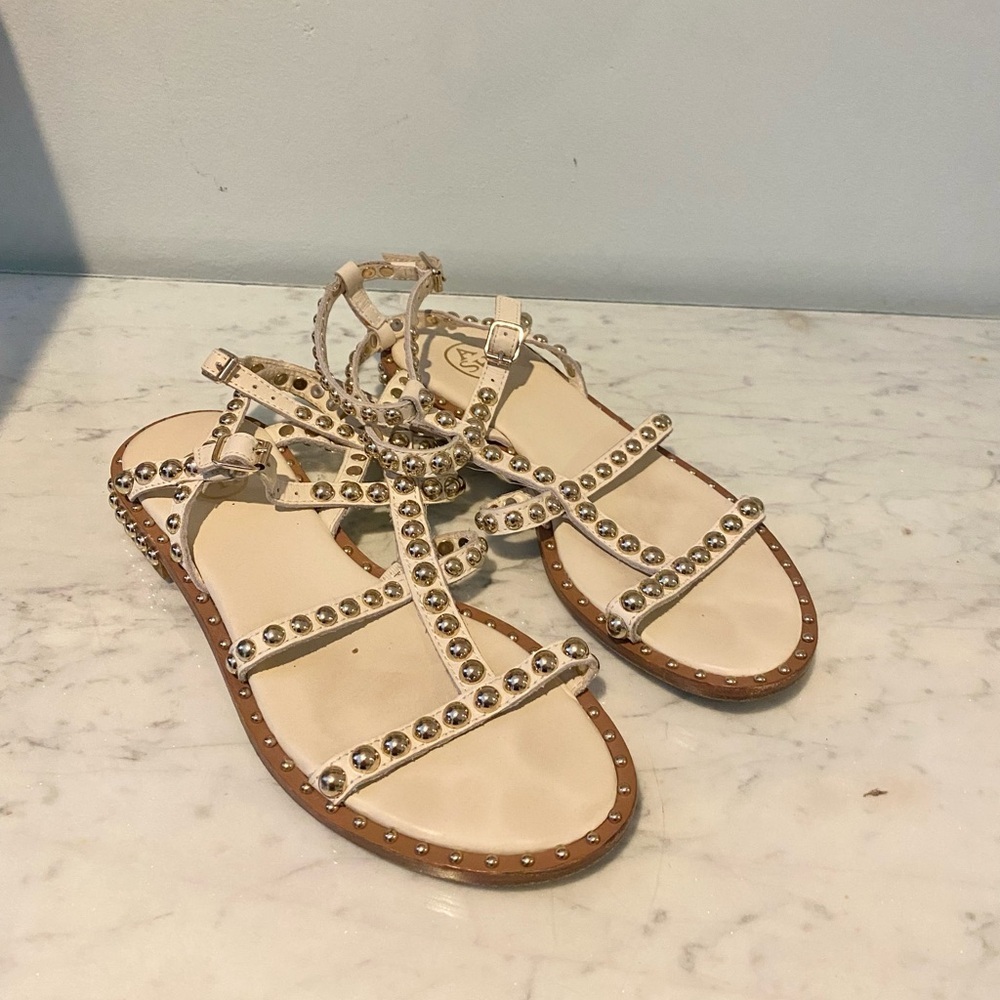 Ash studded cream leather sandals
